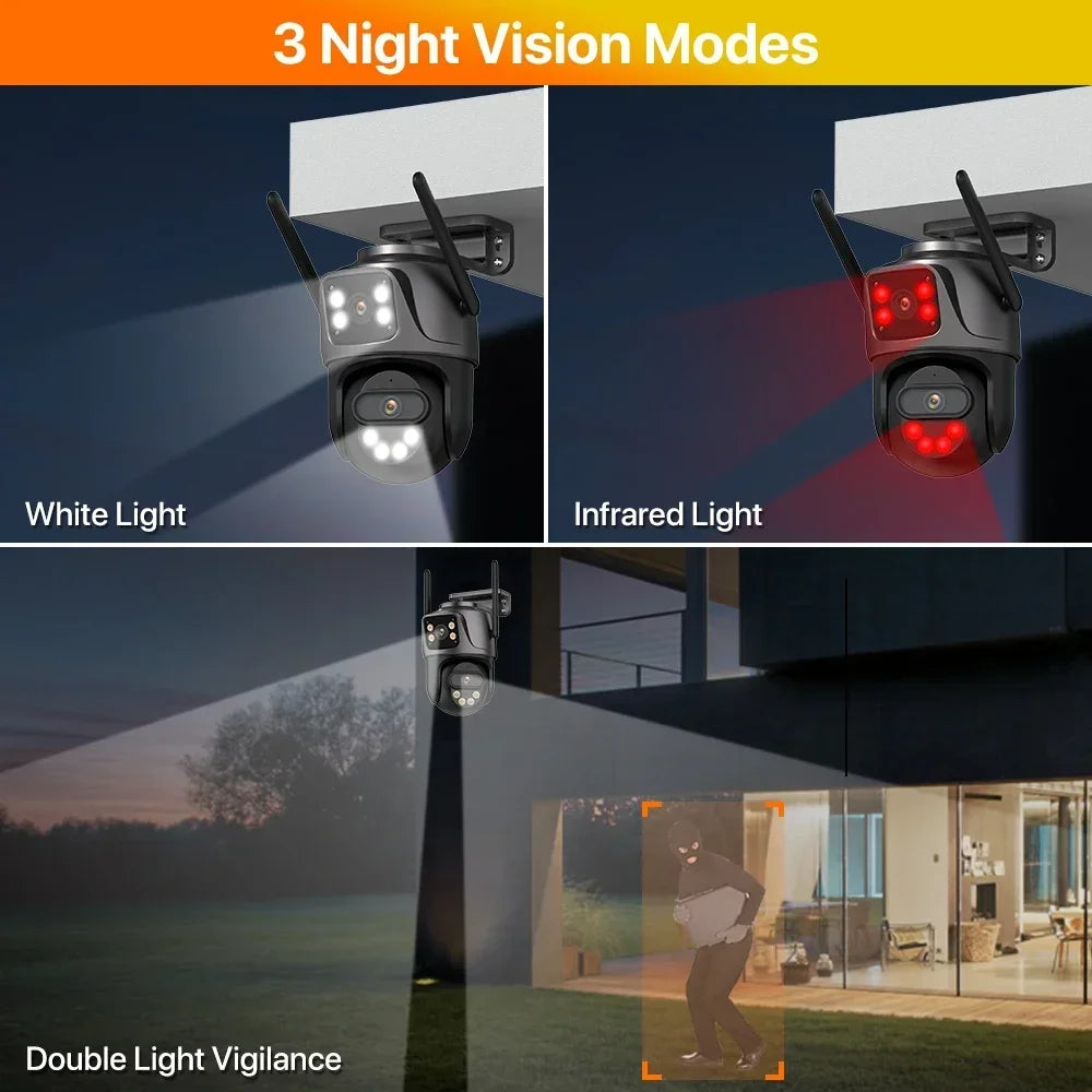 Caméra De Surveillance Extérieure Double Objectif 4K Wi-Fi