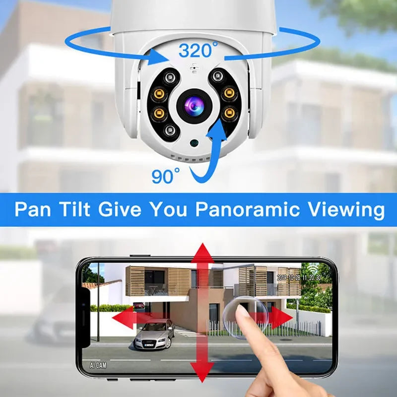 Caméra De Surveillance PTZ WiFi 4K Extérieure Avec Vision Nocturne Couleur