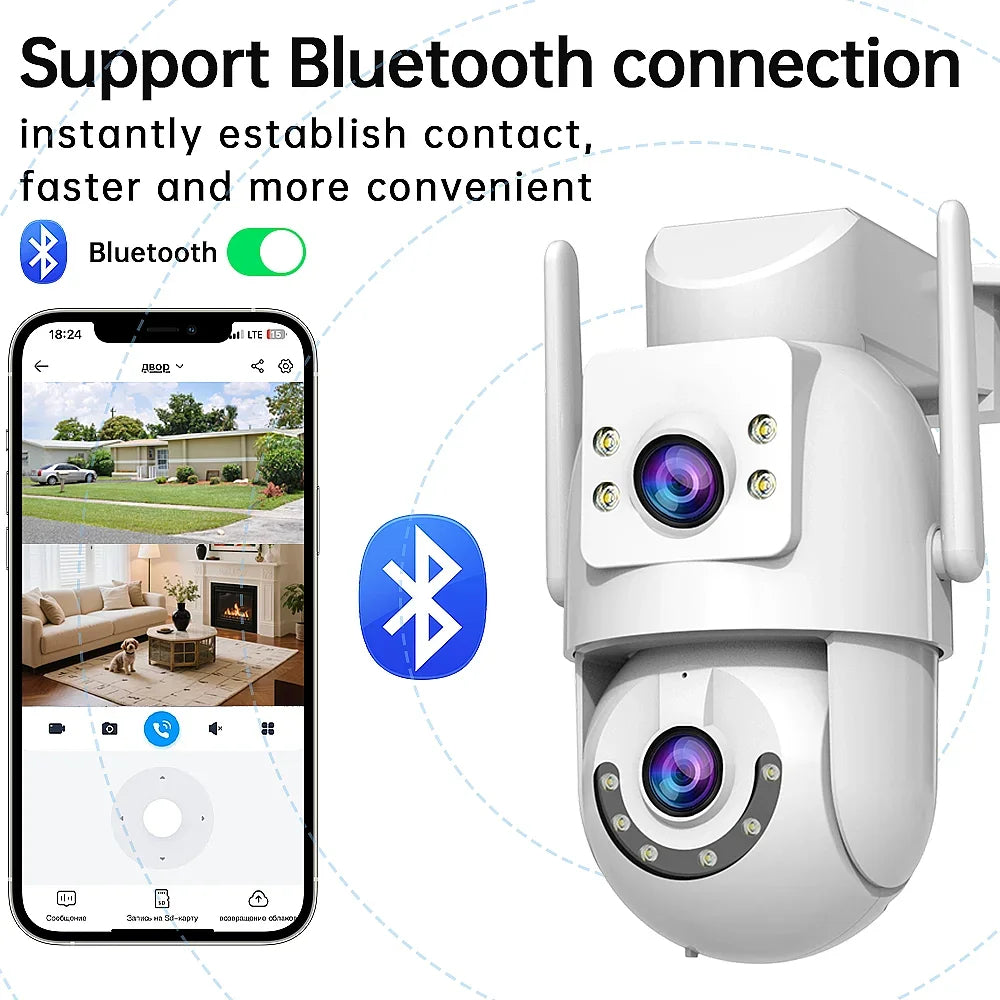 Caméra PTZ Extérieure WiFi Double Objectif 4K